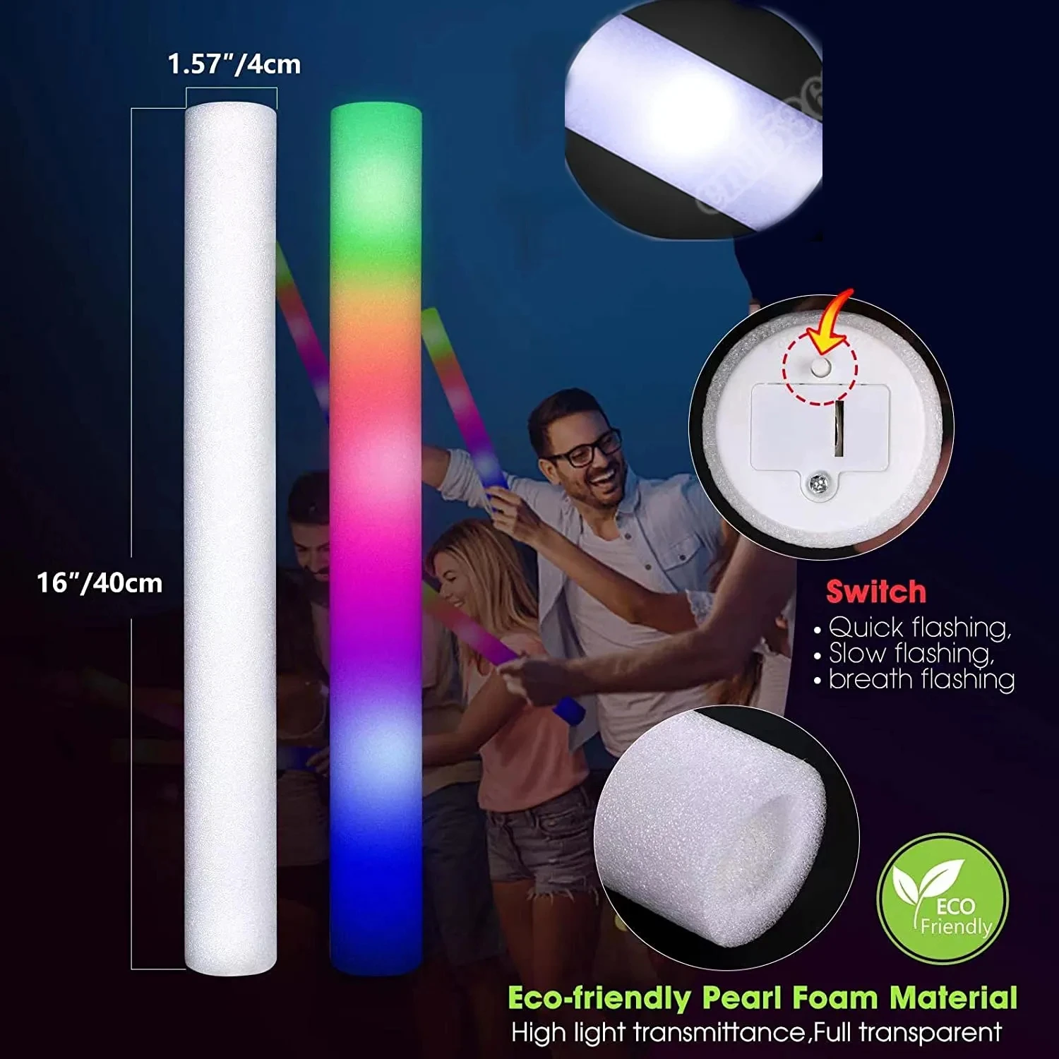 LED Glow Sticks Glow Foam Stic - đánh giá và giá Flashing Led Foam Sticks Party