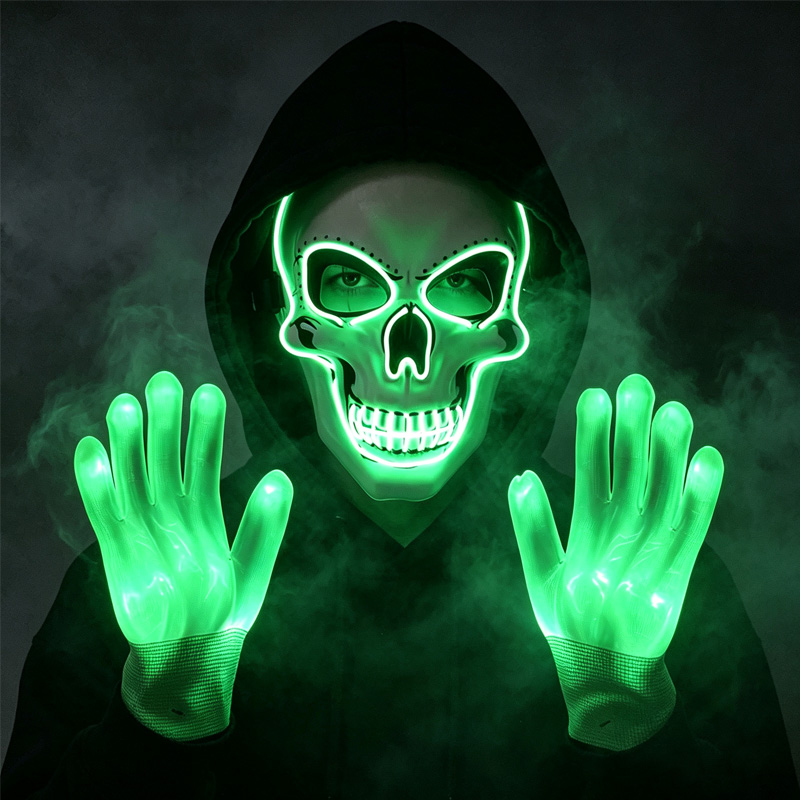 LED Skull Mask Light Up Gloves - đánh giá và giá Led Purge Mask Halloween